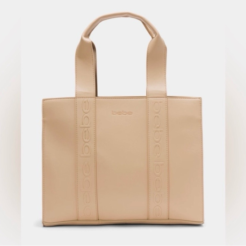 Bebe Hana Tote Bag Large Taupe/Tan With Handles New With Tag